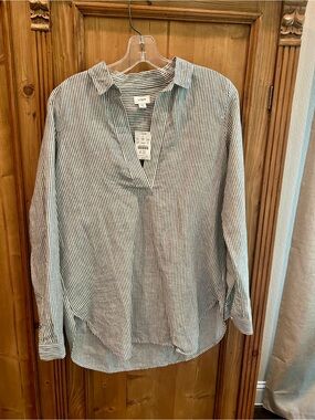 NWT J. Crew Women’s Black and White Striped Button-Down Shirt - XS